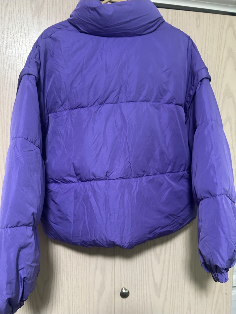 Double Zero Purple Cropped Puffer Jacket View 2